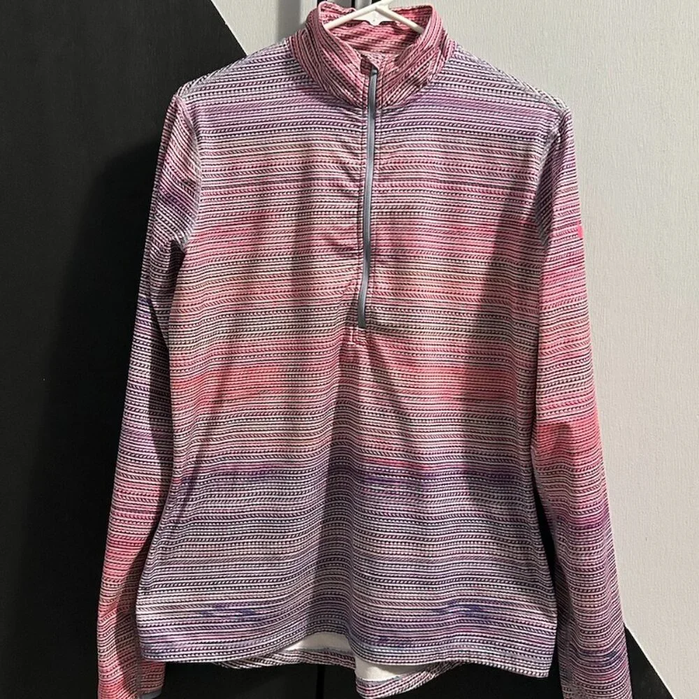 Nike‎ Women's DRI-FIT Pink/Purple Striped 1/2 Zip Pullover Size XL